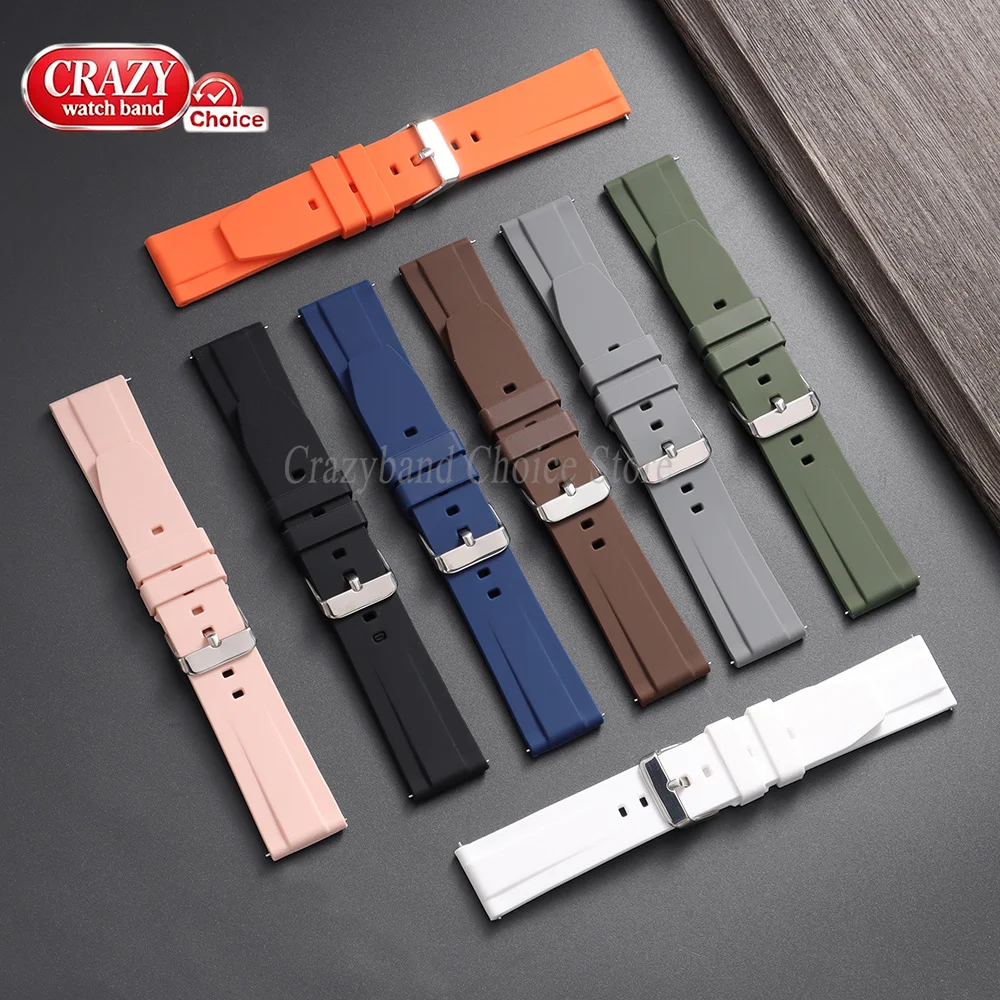 Waterproof Silicone Sport Diving Watch Band with Buckle - Universal Fit Wrist Strap