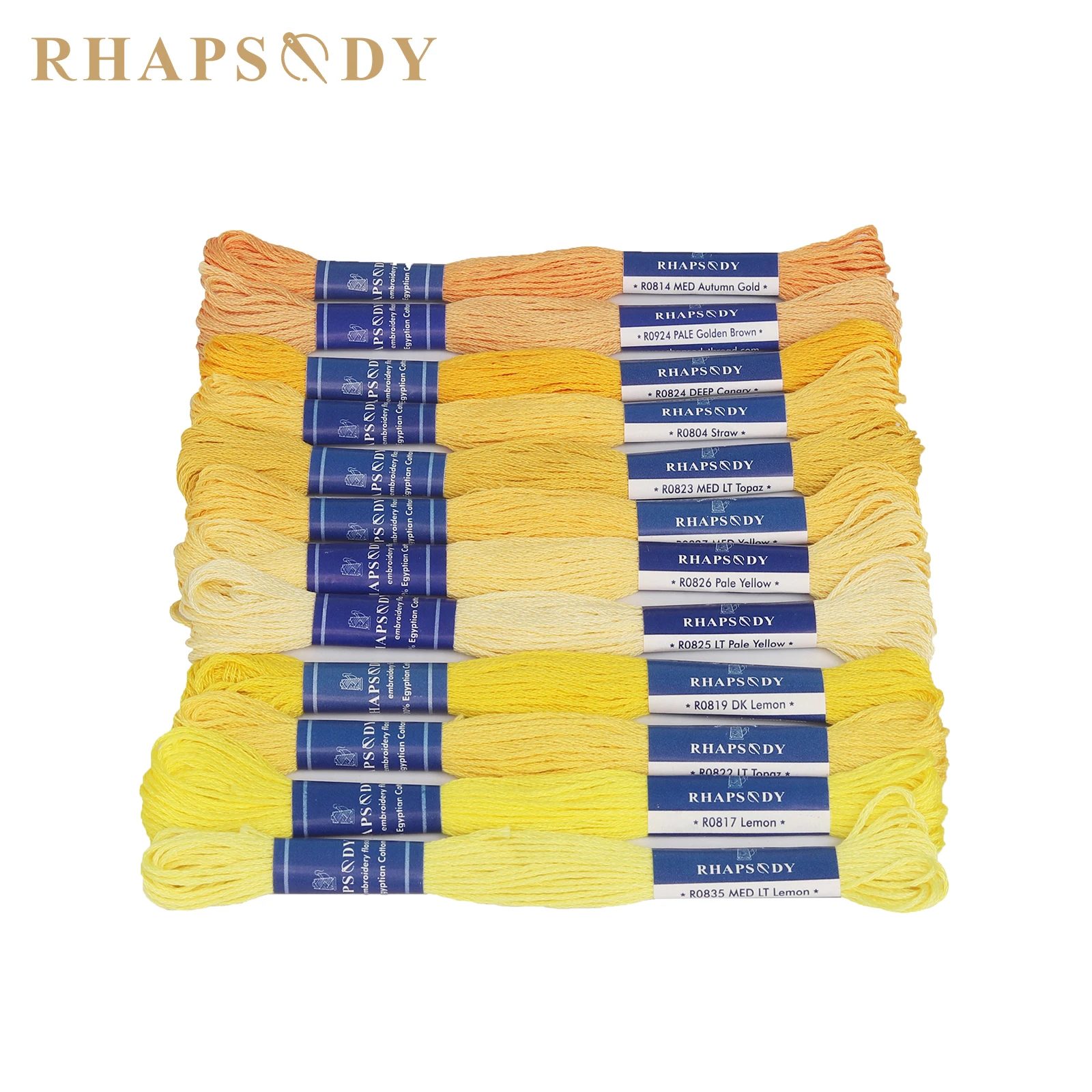 Rhapsody Premium Egyptian Cotton Embroidery Floss Collection - 12 Vibrant Colors, Double Mercerized, 8-Meter Skeins