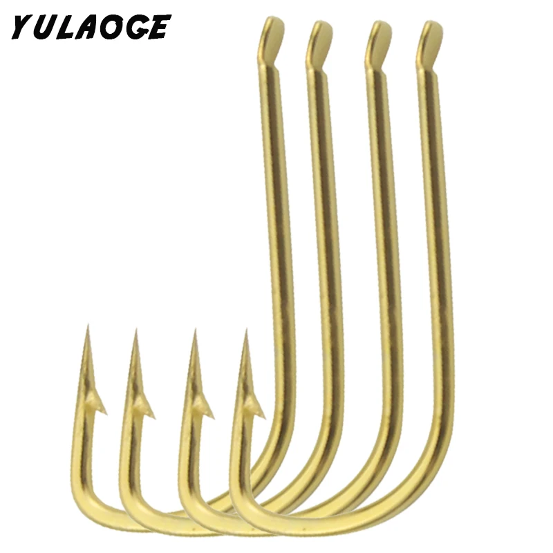 50PCS/lot shank hook fly fishing hooks carp hooks Barbed small hooks Golden Fishing Hook Carbon Steel fishing kit