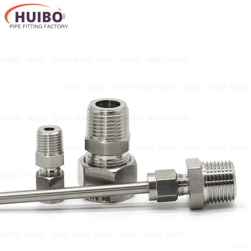 1pcs SS 304 Stainless Steel Pipe Fitting Double Ferrule Ring Compression Connector 6mm~25mm Tube to 1/8
