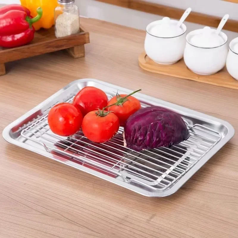 Stainless Steel Baking Tray & Removable Cooling Rack Set 4