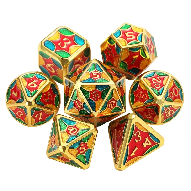 

7Pcs/Set Various Shapes Metal Dices Different Number of Faces Game Dices Toy