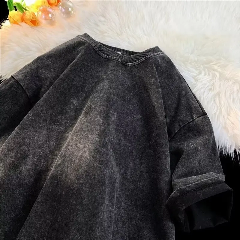 100% Cotton Streetwear Blank Drop Shoulder Heavyweight T-shirt Vintage Oversize Washed Unisex T Shirts677_voghion.com