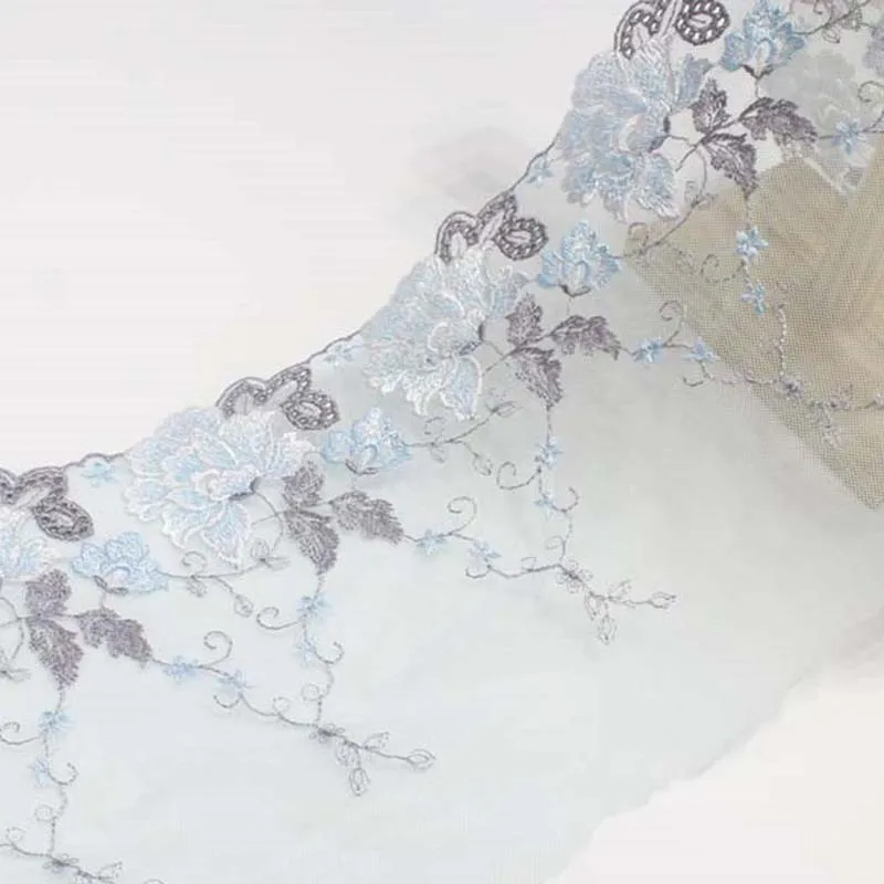 

29Yards Sky Blue Embroidered Lace Fabric Mesh Lace Craft Floral Ribbon Lace Trim For Lingerie Bra Sewing DIY Bridal Doll Dress