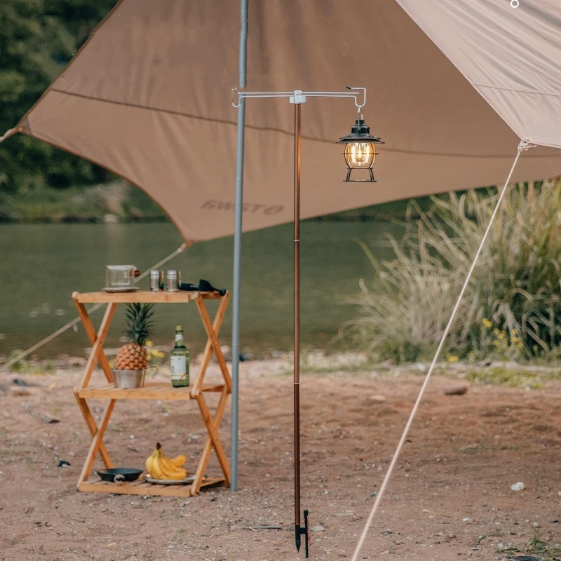 

Outdoor Folding Light Stand Aluminum Alloy Camping Stand Thickened Light Pole Double Hook Hanger Camp Lighting Stand