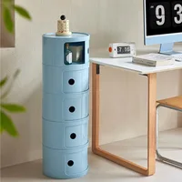 Nordic Bedside Cabinet Small Round Modern Plastic Storage Cabinet Narrow Cabinet Multi Layer Side Cabinet for Living Room 5