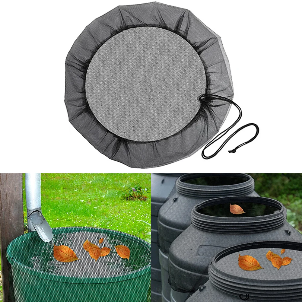 Rain Barrel Cover Pond Protector Net Rain Bucket Net With Cord Rain Bucket Water Cover 50cm