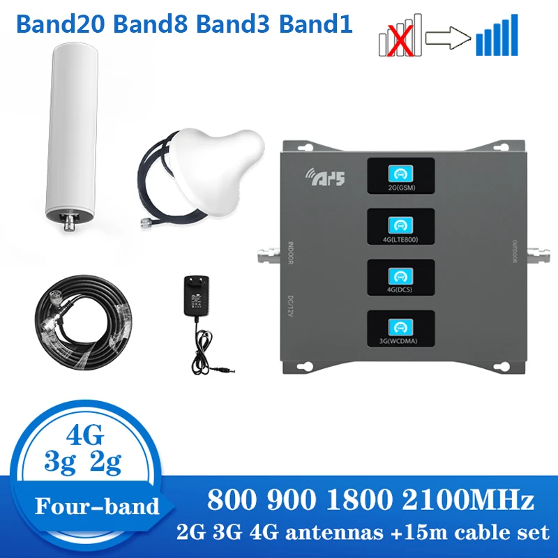 Amplificateur 4G 3G 2G LTE - Booster Réseau Mobile 900/1800/2100 MHz - Pour Meilleure Connexion