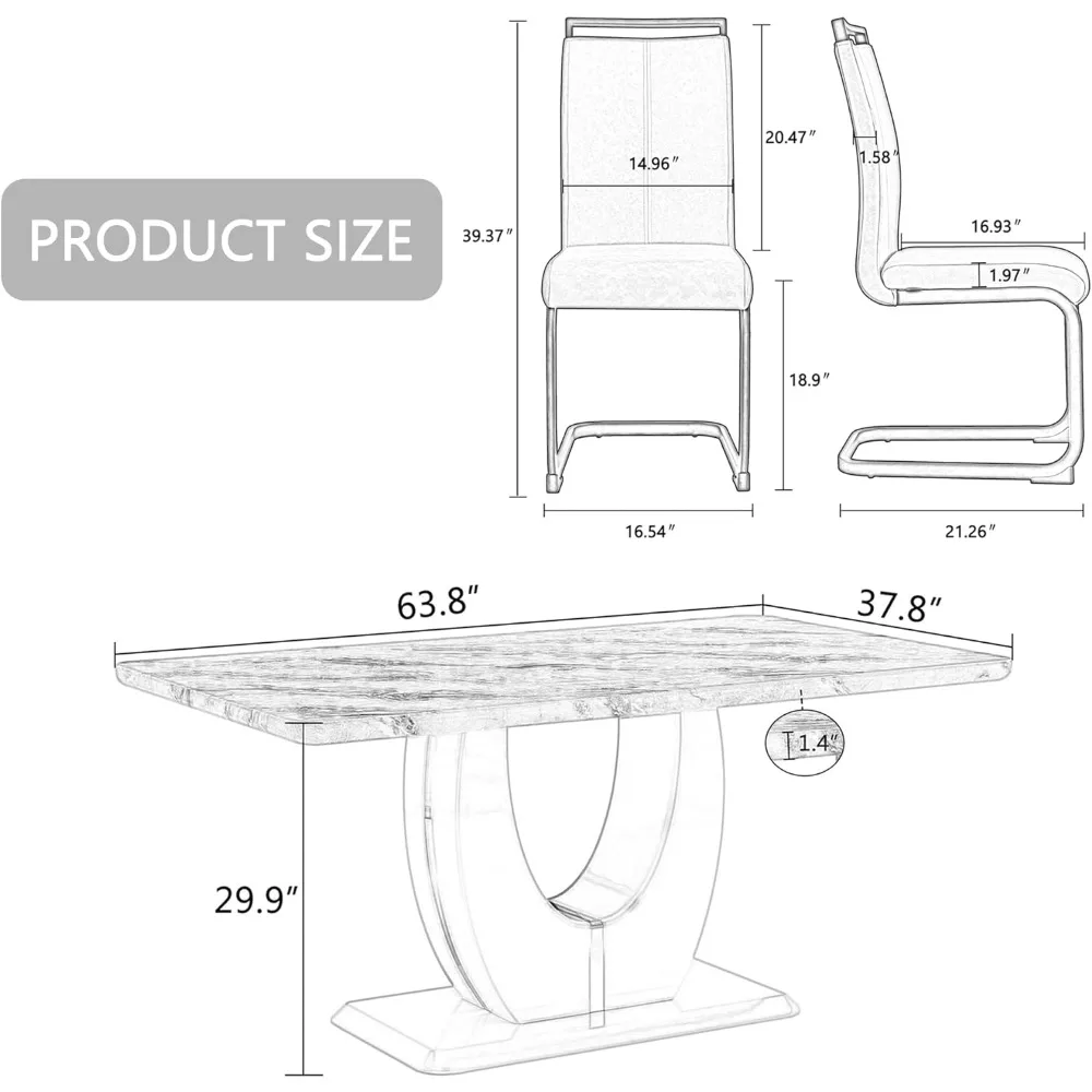 Description Picture 3 of itemLuxury Dining Tables Big Kitchen Dining Table for 6-8 With MDF Base Table and Chair Set Dinning Room Furniture Restaurant Home