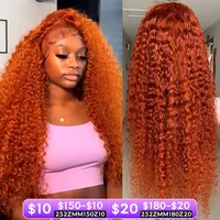 Orange colored Water wave 13x6 hd lace frontal human hair wig Preplucked deep wave 30 inch ginger lace front curly wigs on sale 1