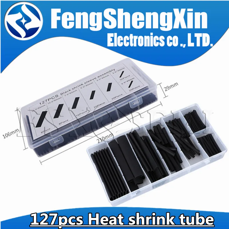 127 Pcs Heat Shrink Sleeving Tube Tube Assortment Kit Electrical Connection Electrical Wire Wrap Cable Waterproof Shrinkage 2:1 heat shrink tubing