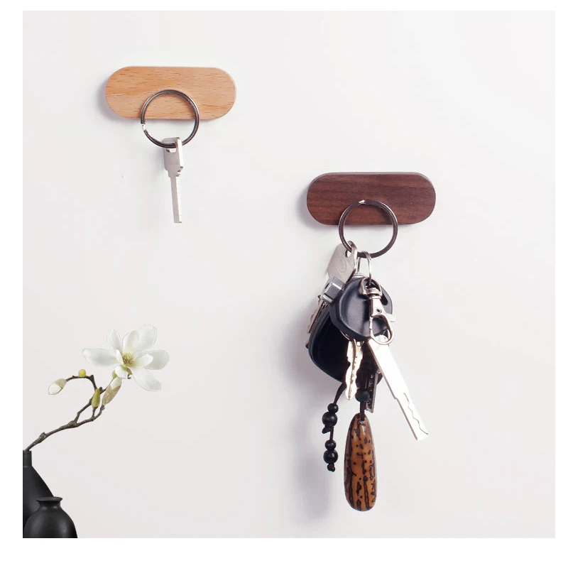 Wood Key Holder Wall Key Storage Organizer Weak Magnetic Key Rack Hanger Key Ring Hooks Clerk Housekeeper on The Wall 3