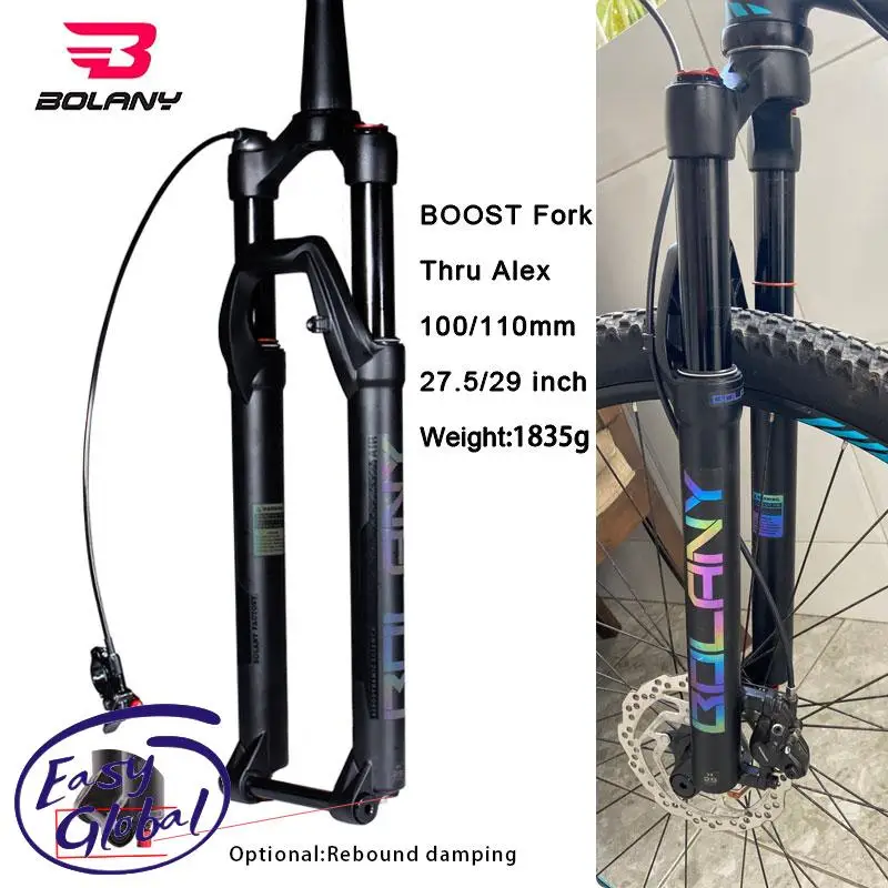 

Bolany Bike Fork 27.5 29 Boost Fork Thru Axle 100 110mm 32 RL Quick Release Tapered Rebound Adjustment Suspension Fork MTB
