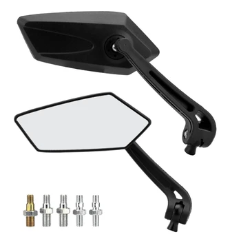 Motorcycle Side Mirrors Rearview Mirror E-Bike Scooter Adjustable Rotating Mirrors Motorbike Accessories with 1