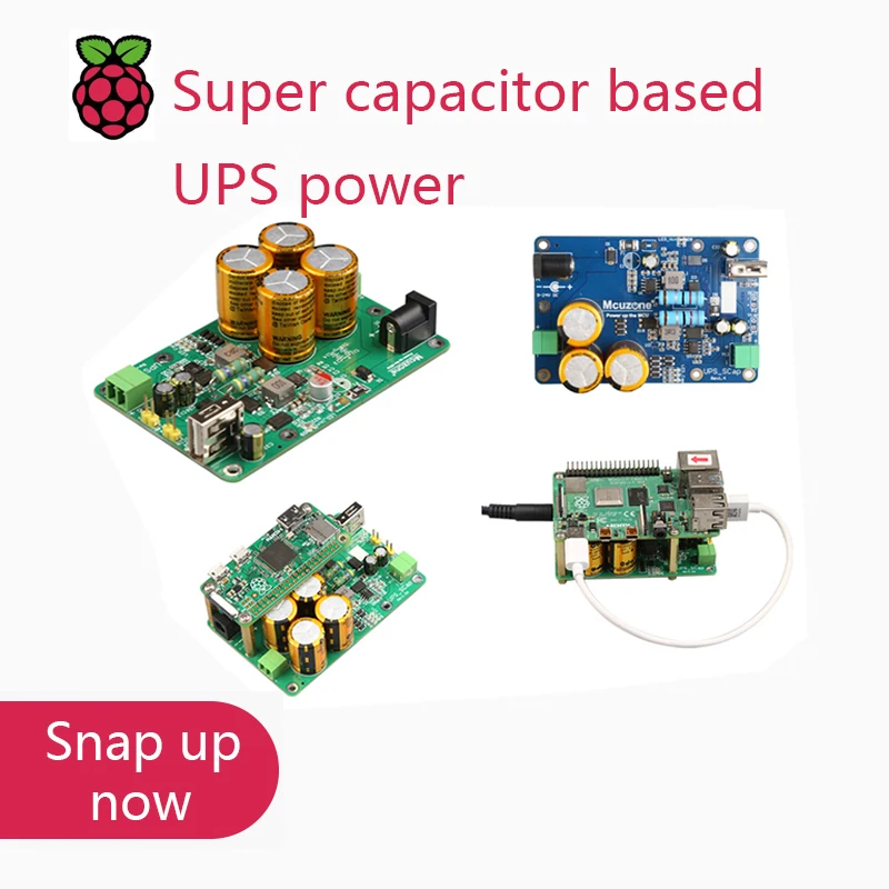 

Super capacitor based UPS power for Raspberry Pi and embedded system,7-24v input,5v or 12v output