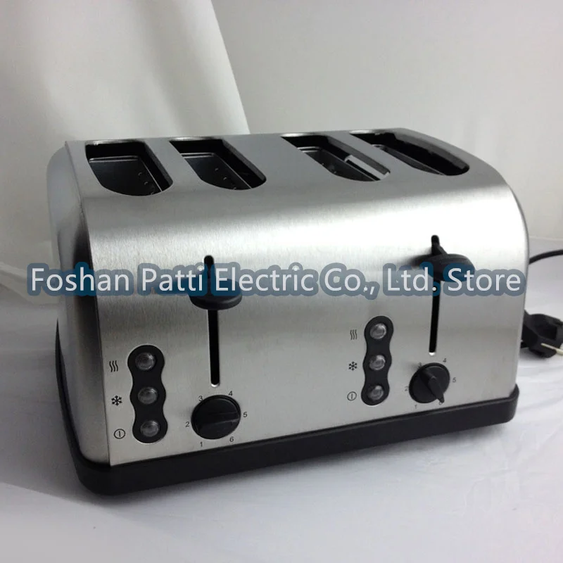 4 Slices Stainless Steel Toaster Automatic Toaster Electric Oven Toaster Breakfast Machine Baking Heating Bread Machine 220V 3