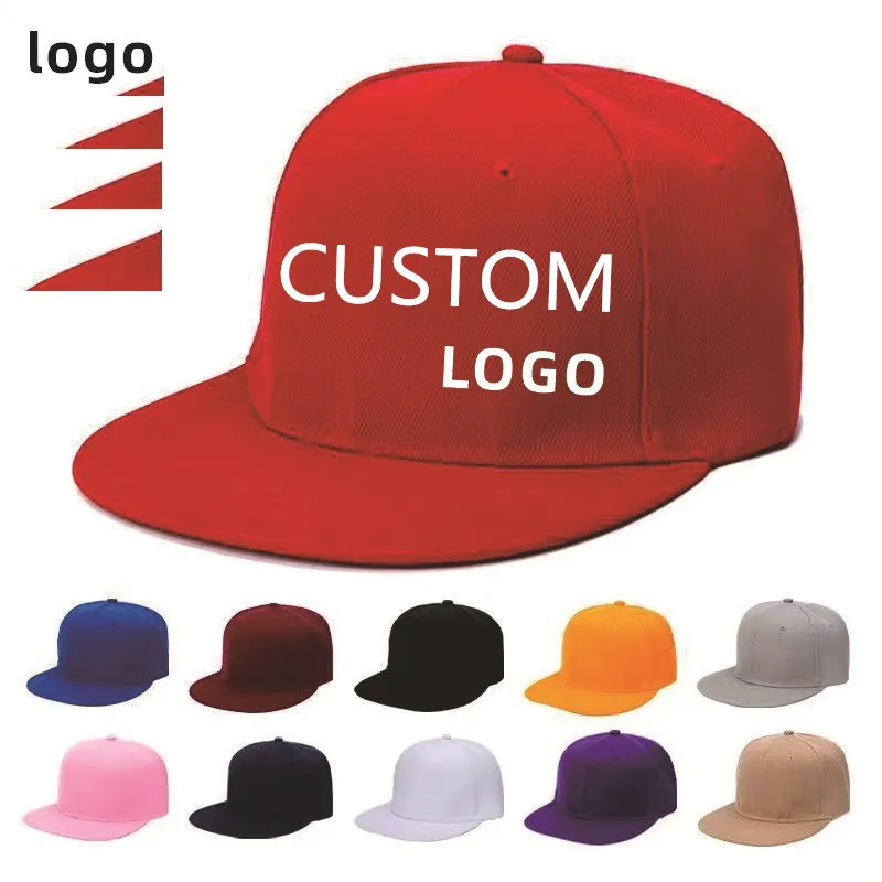 

Custom flat snapback hat Adult men Women casual sports hat Leisure hip hop cap DIY your logo Trucker caps Sun hats gorros