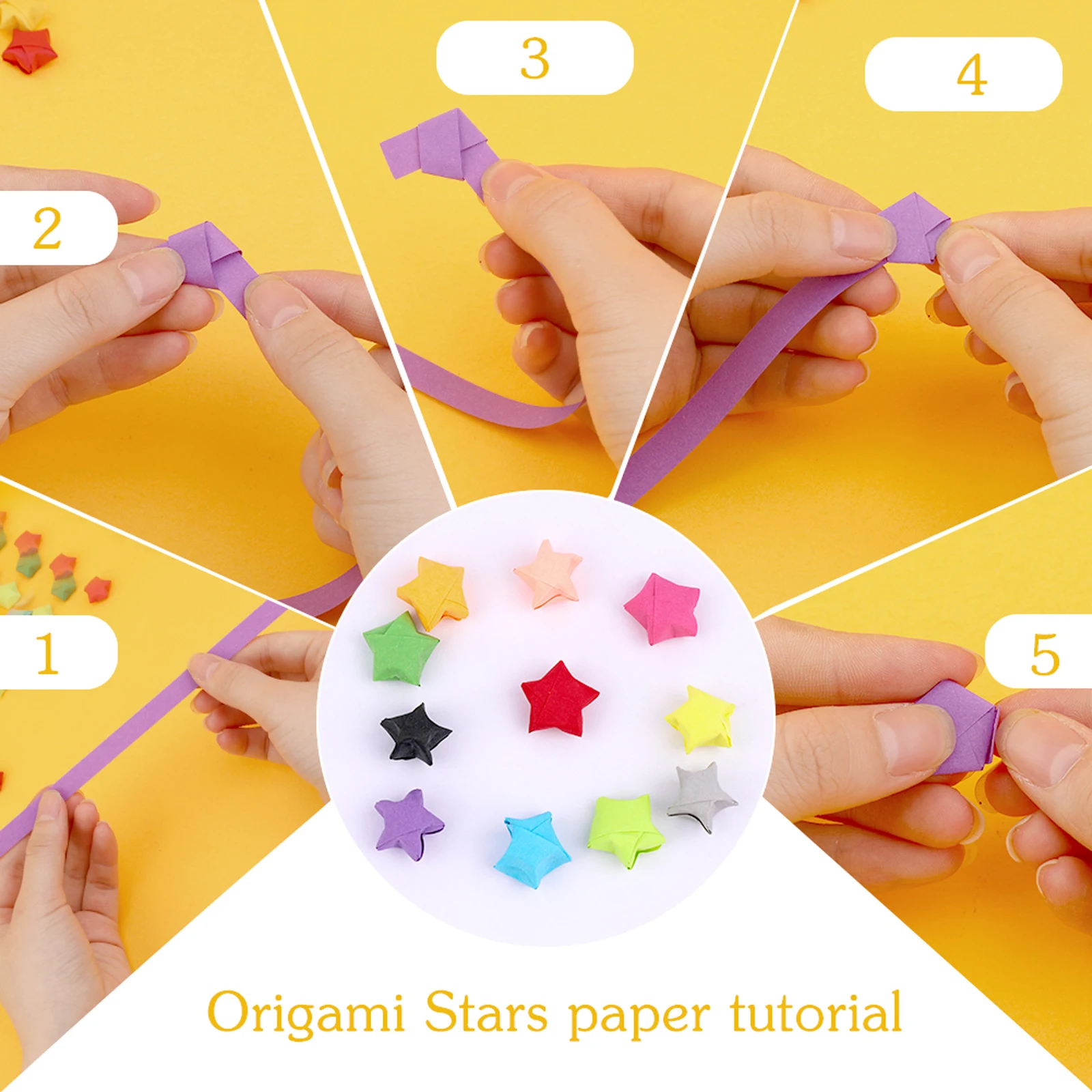 Multicolor Star Origami Paper for DIY Crafts