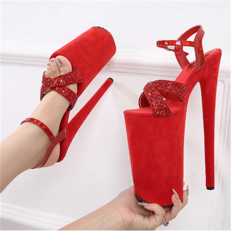 

Women High Heels Sandals 2023 New Female Super High With Waterproof Platform Pole Dance Performance26CM Nightclub Catwalk