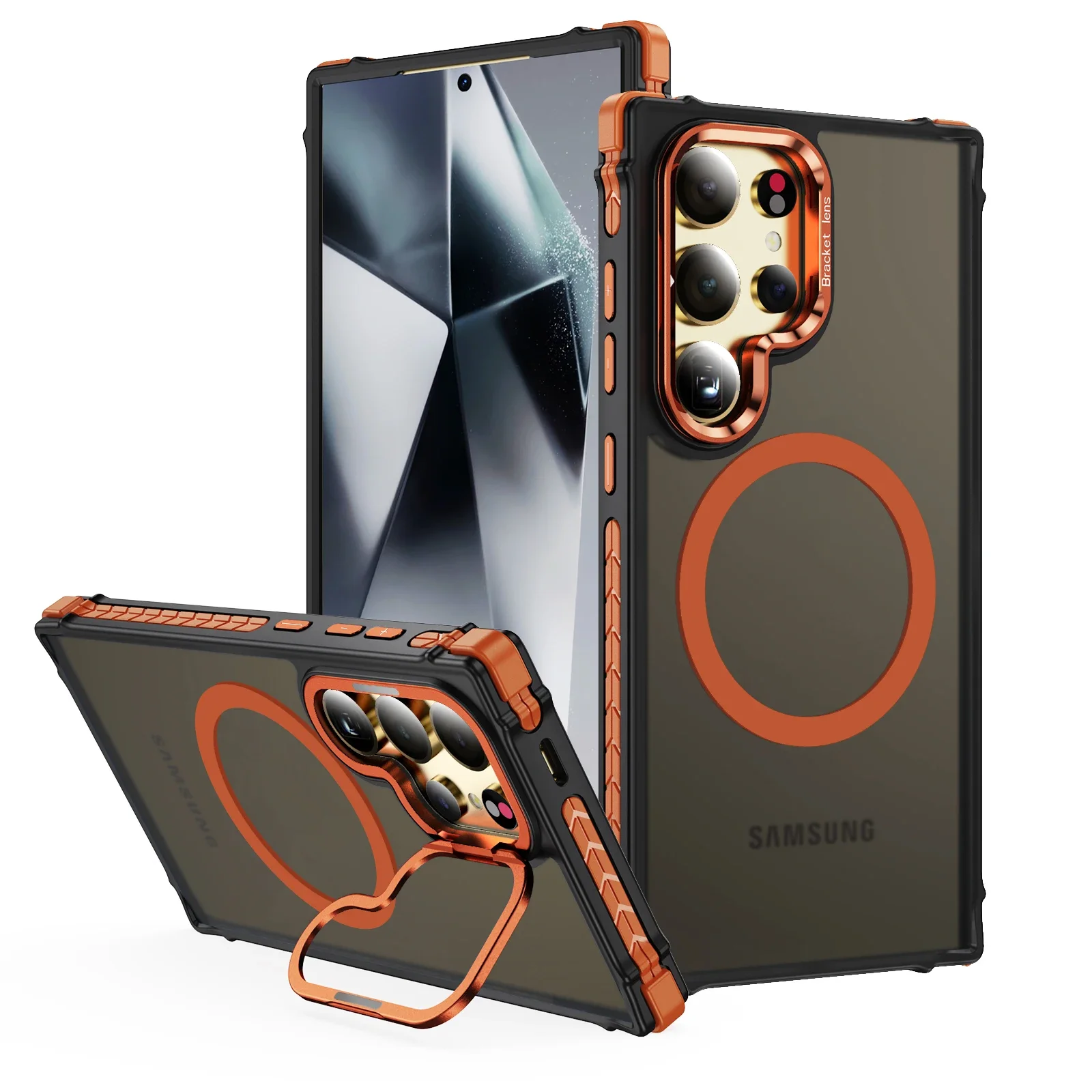Magnetic Metal Lens Bracket Matte Finish Case with Skin Feel