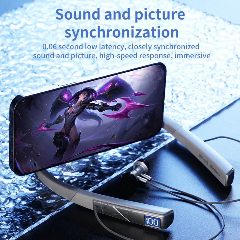 New Wireless Bluetooth 5.0 Neckband Earphones Gaming LED Display Hifi TWS Surround Sound Stereo In-Ear Sports Magnetic Earbuds