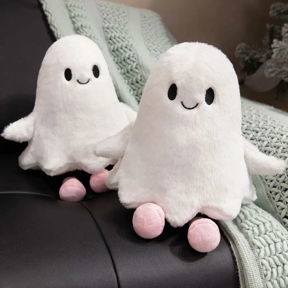 Simulation Little Ghost Plush Doll Fluffy Interactive Cartoon Ghost Doll Toy Collection Handmade Holloween Ghost Pillow