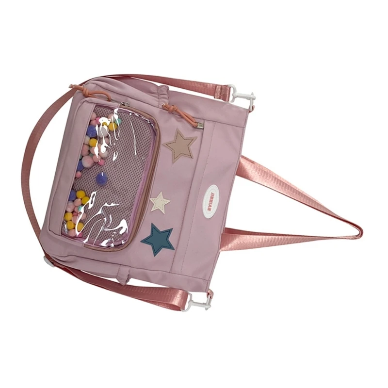Modern Clear Single Bag Nylon Shoulder Bag Casual Crossbody Handbag for Student E74B