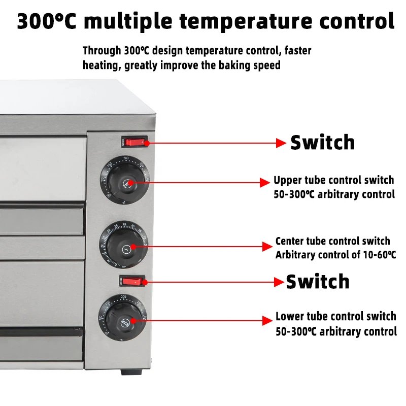 Commercial Single Layer 14-inch Pizza Oven 2400W Electric Pizza Oven Stainless Steel Pizza Toaster 5