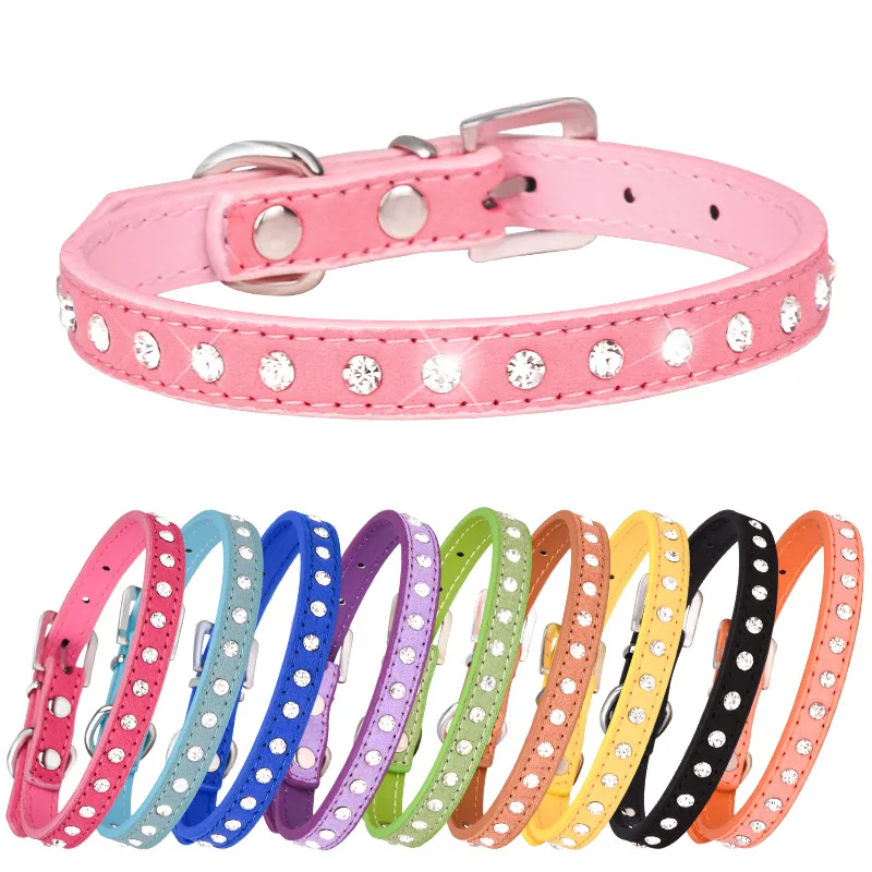 

Super Shining Diamond Rhinestone Cat Collar Puppy Baby Dog Cat Collar Leather Strap Kitten Accessories Adjustable Puppy Collar