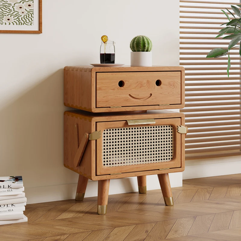 

Furniture Robot Bedside Creative Bedroom Nightstands Solid Wood Sofa Side Table Multifunctional Storage Cabinet Lockers