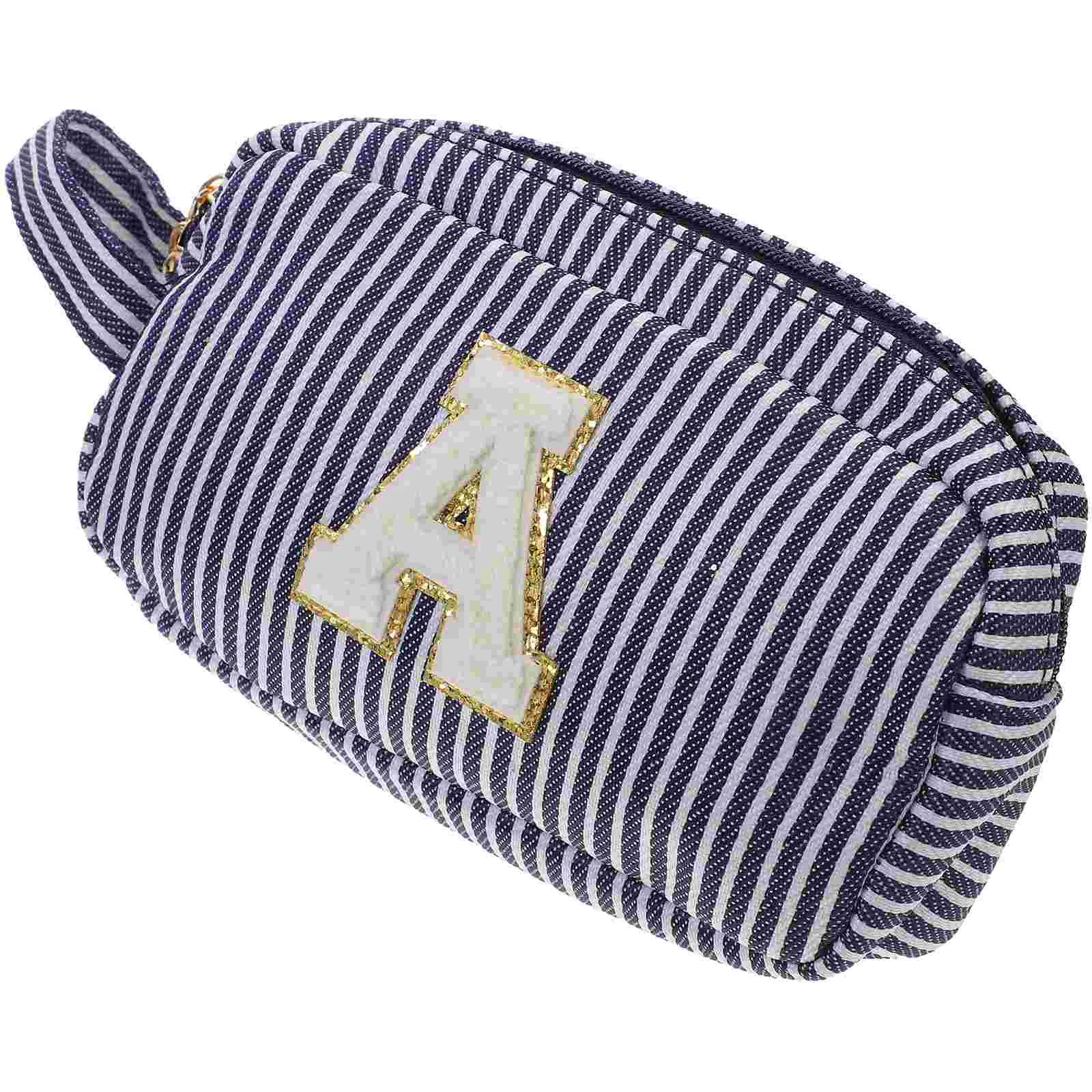 

Bag Vanity Travel Pouches Toiletry Portable Makeup Bags for Women Seersucker Cosmetics