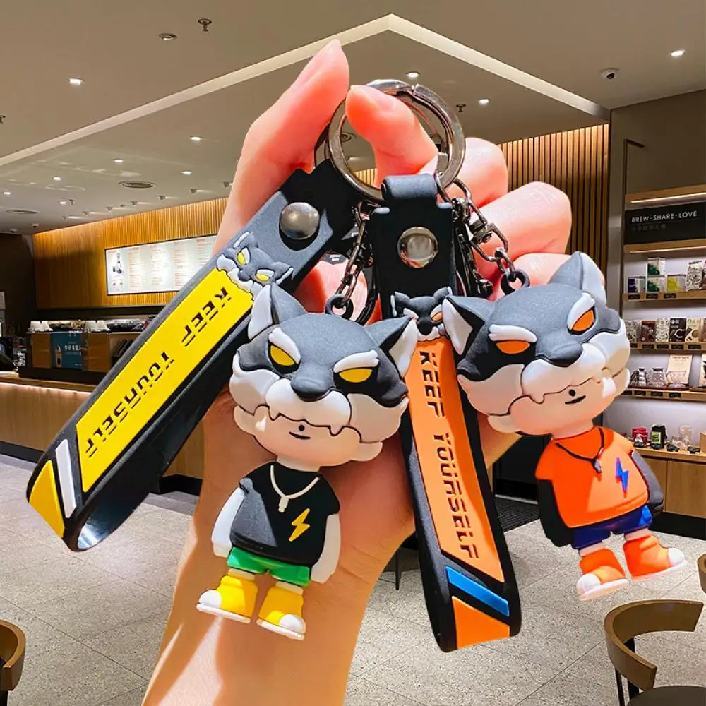 

Cartoon Anime Creative Personality Toy Werewolf Hat Boy Car Key Chain Backpack Clothing Pendant Holiday Couple Gift for Students