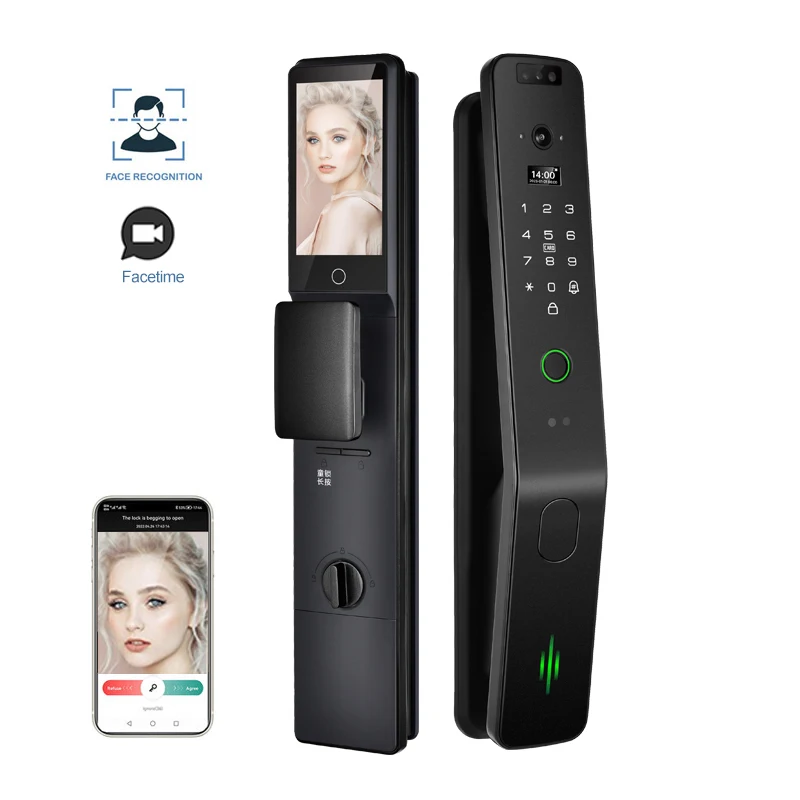 

Goking Security Smart Digital 3D Face Recognition Gate Lock Video Call Biometric Fingerprint Keyless Door Lock For Front Door