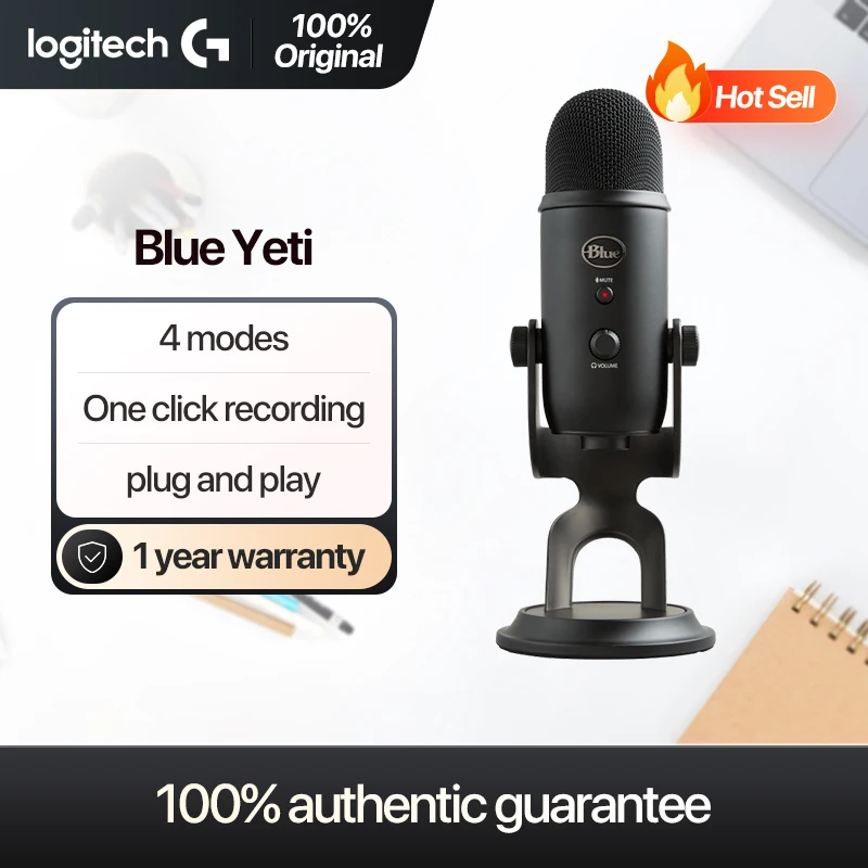 

USB-микрофон Logitech Blue Yeti, профессиональные конденсаторные микрофоны, запись K-Song, живой голос, якорь, игровые микрофоны для ПК