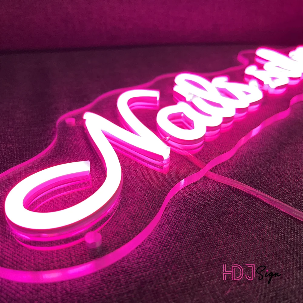 Custom Nails Beauty Salon Display LED Neon Sign Manicure Studio Neon light  Personalized Signboard Nail Room Decor Wall Lamp