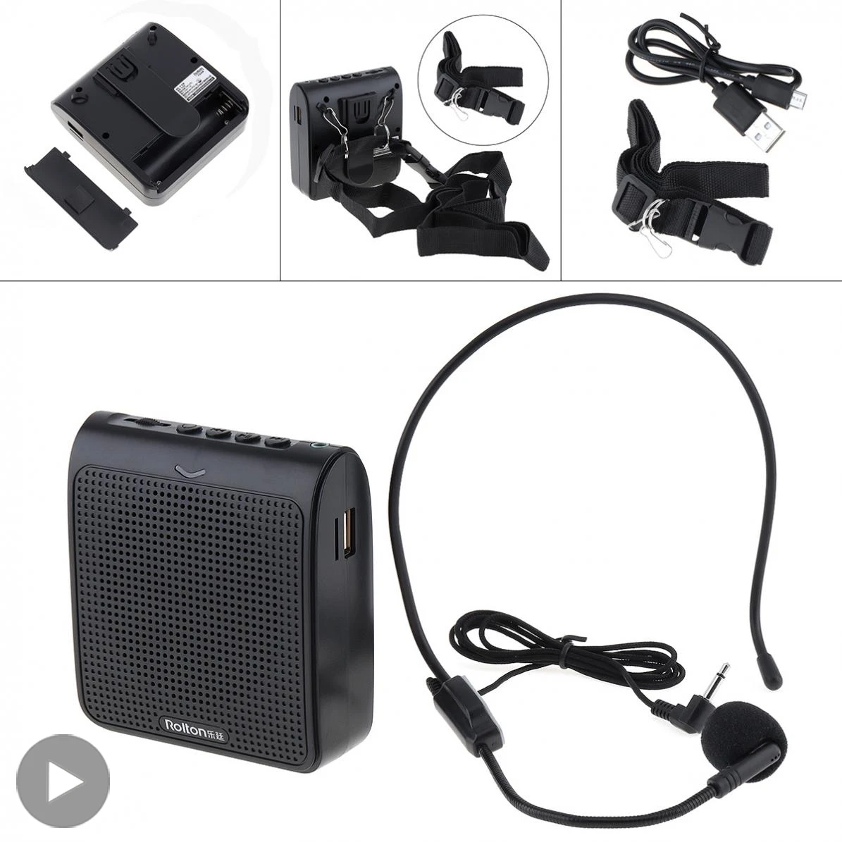 

Megaphone Shop Bullhorn Audio Voice Sound Amplifier Megafon For Portable Loud Speaker With Head Microphone Teacher Loudspeaker