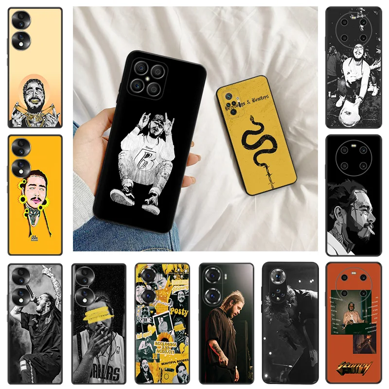 Мягкие чехлы для телефонов Honor 80 X8 8X X9A X7 X6 X5 70 60 50 30i 20 Magic 5 4 Malone Beerbongs Huawei Mate20 Lite, черный матовый чехол