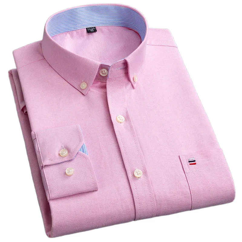 Free Shipping Men's Oxford Shirts Long Sleeve Spring Autumn Casual Cotton Plaid Striped Regular Fit Buttoned Check Business 6XL