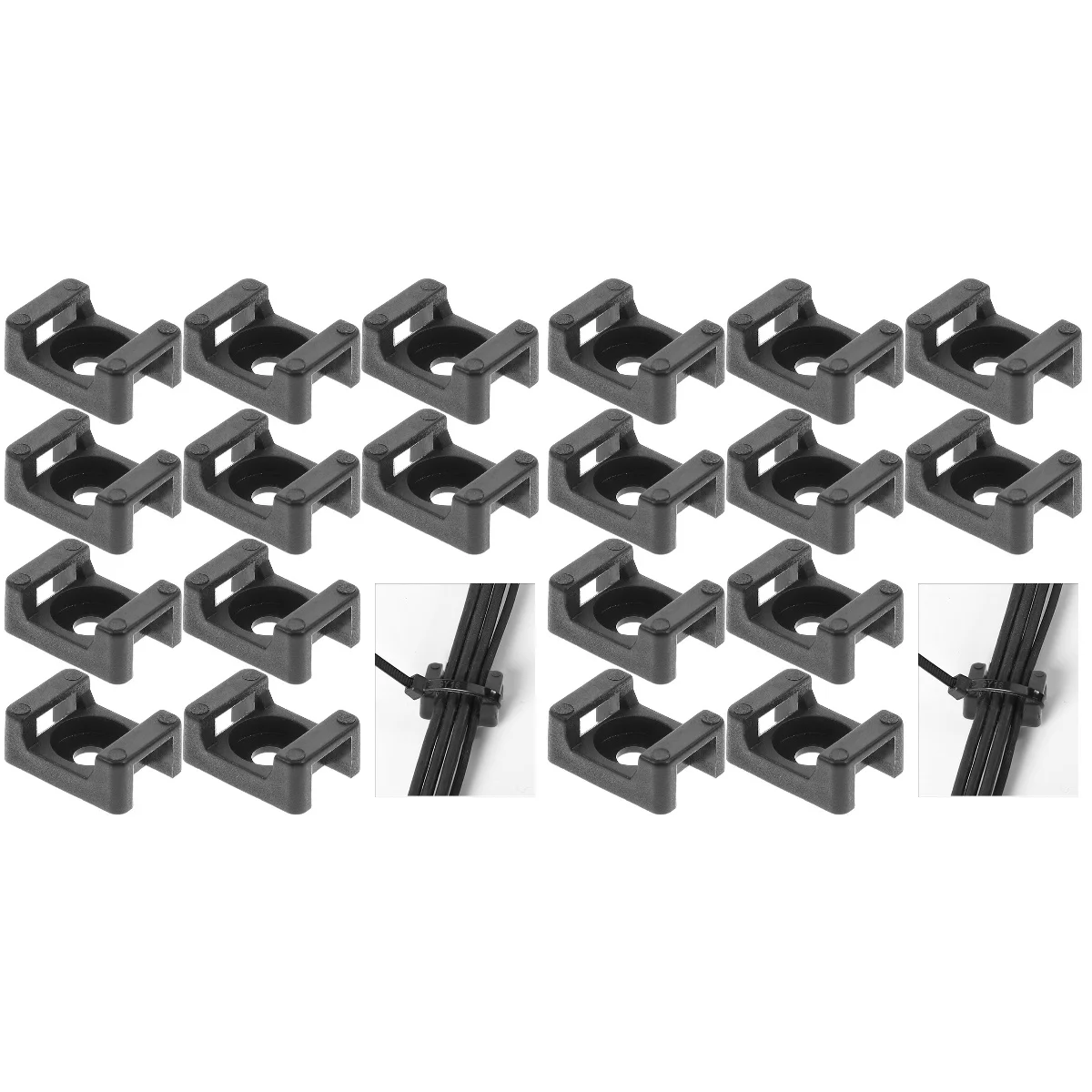 

Set of 2 Wire Holder Cable Zip Ties Holders Mounts Steel Base Screw Abs Fixing Clip