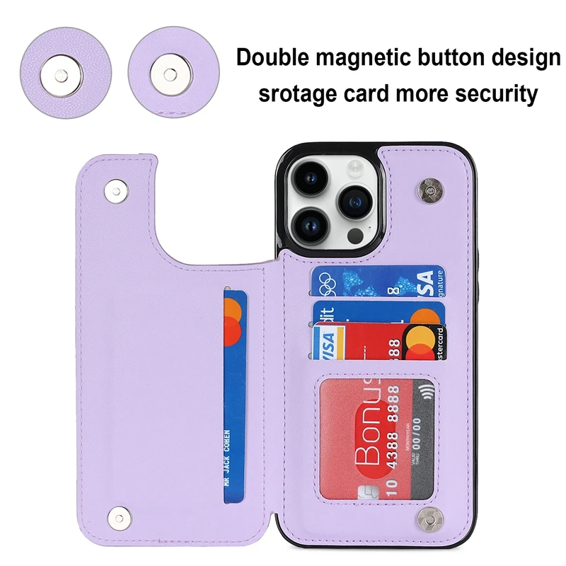 Compact Leather Wallet with Fragrant Finish and RFID Blocking, featuring Magnetic Double Buckle Closure