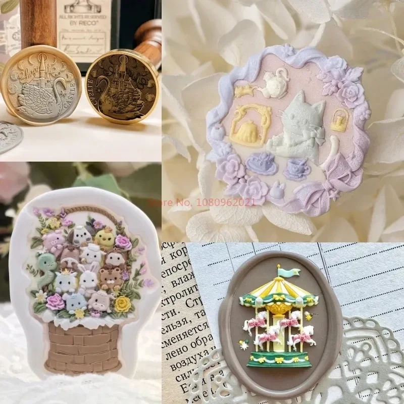 Personali Fire Seal Seal Stamp Copper Head 3D Relief Children's Stamp Handmade DIY Toy Envelope Invitation Wax