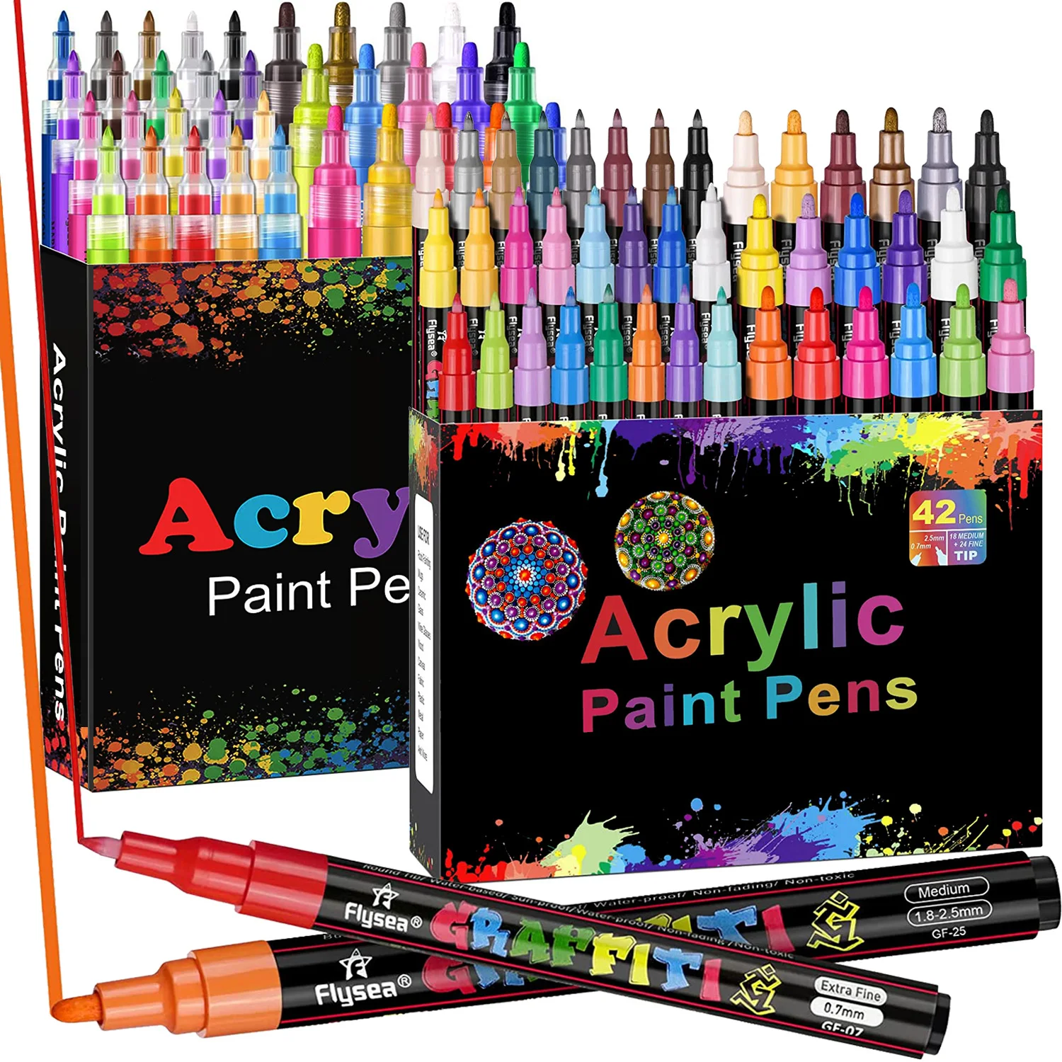 Premium Acrylic Paint Marker 0.7mm Extra Fine Tip and 2.0mm Tip Acrylic  Markers Long Lasting Paint Pens Art Markers Set for Rock