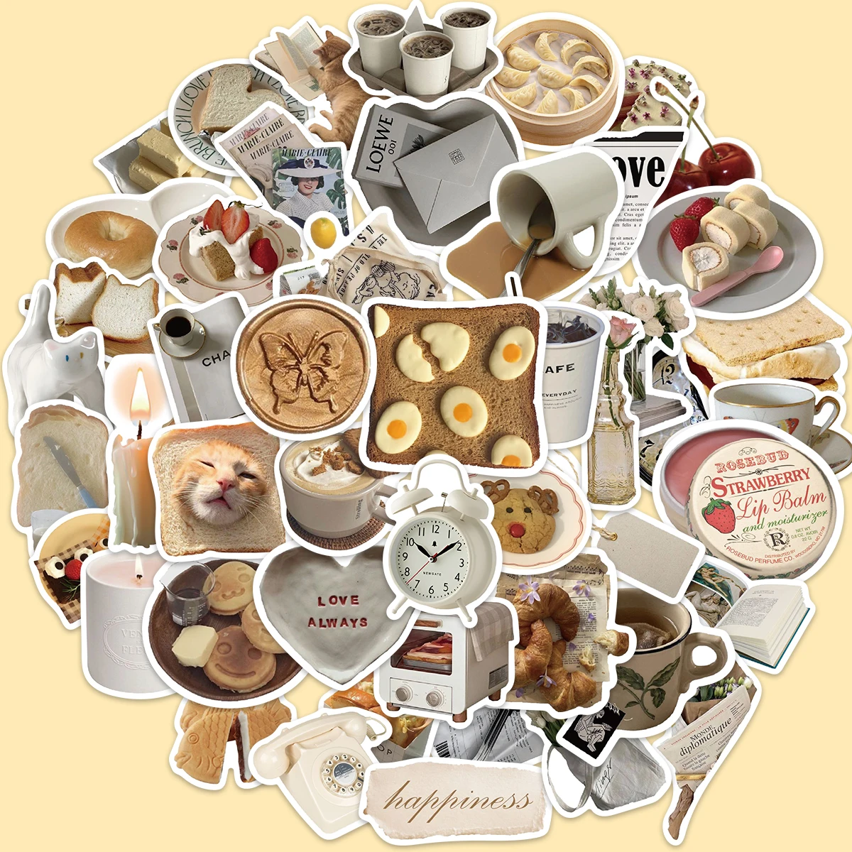 

10/50pcs INS Style Breakfast Stickers Graffiti Laptop Skateboard Helmet Luggage Guitar Gift Car DIY Candy Toy PVC Sticker