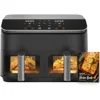 Double basket air fryer 9 quarts, large and wide double air fryer, 8-in-1, simultaneously cooking and completing home meals 1
