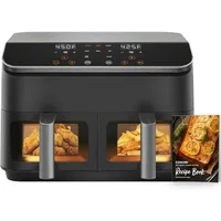 Double basket air fryer 9 quarts, large and wide double air fryer, 8-in-1, simultaneously cooking and completing home meals 1