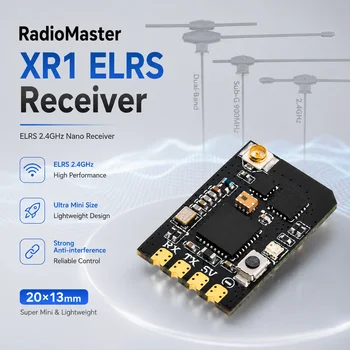 Ricevitore RadioMaster XR1 ELRS 2.4GHz con antenna singola o doppia banda, alta affidabilità, 100mW RX per droni da corsa FPV