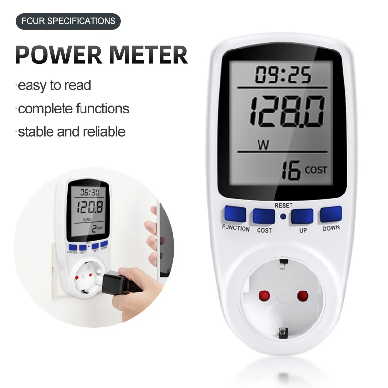 

Digital Power Meter Wattmeter Electricity Usage Monitor Voltage Voltmeter Ammeter Socket Tester Energy Meter EU Power Plug 230V