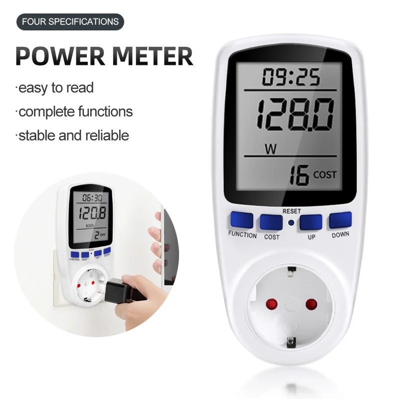 Power Meter Energy Monitor Electricity Monitor Digital Power Meter Socket EU/US/UK Plug Energy Meter Current Voltage Watt Electricity Cost Measuring Monitor Power Analyzer Electronic Outlet Socket