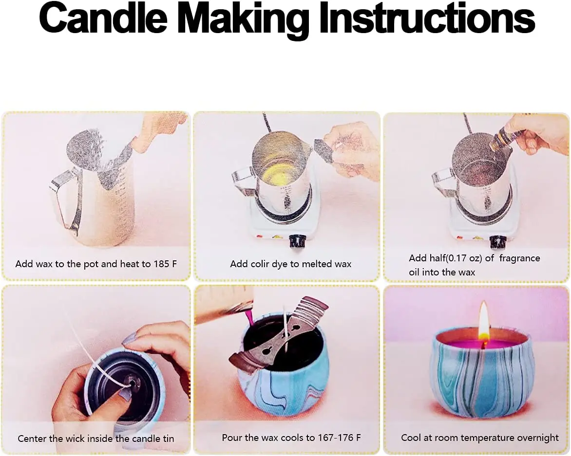 Candle Making Kit DIY Candle Making Starter Kit for Adults Kids Beginners with Soy Wax, Wax Melting Pot, Cotton Wicks, 9 Tins & More