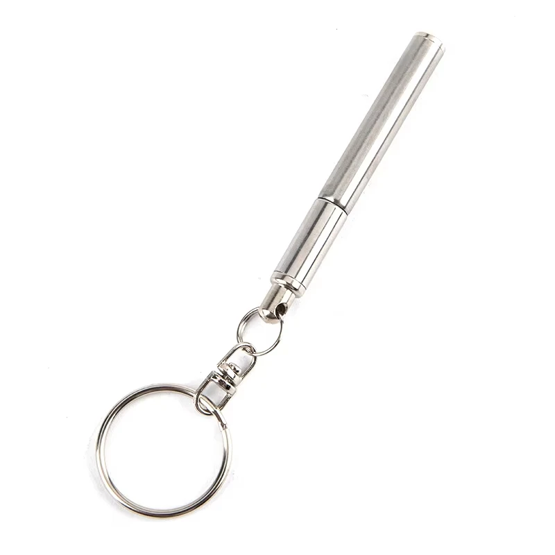 6.3cm Portable Telescoping Tool Pen Metal Key Ring Creative Stainless Steel Keychain Ergonomic Ball School Office SuppliesPoint